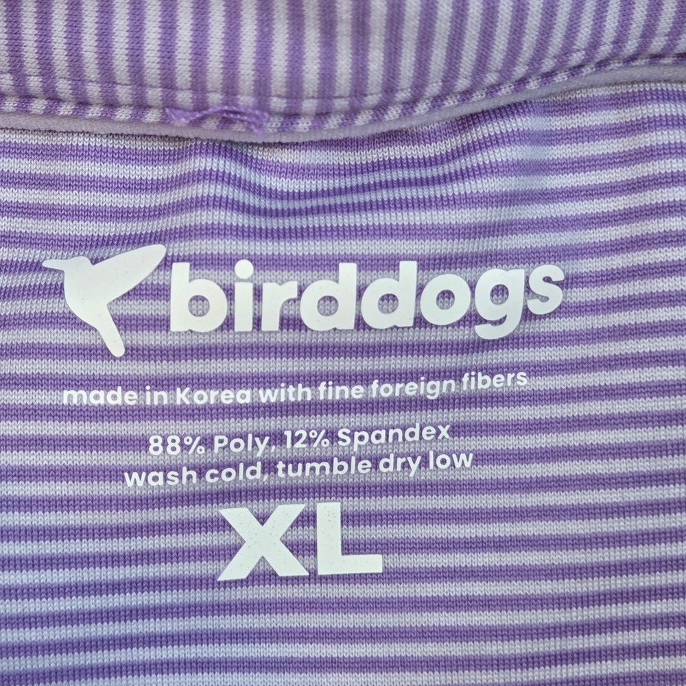 Birddogs Golf Polo Mens XL Short Sleeve Performance Stretch Striped Purple White - Picture 2 of 7